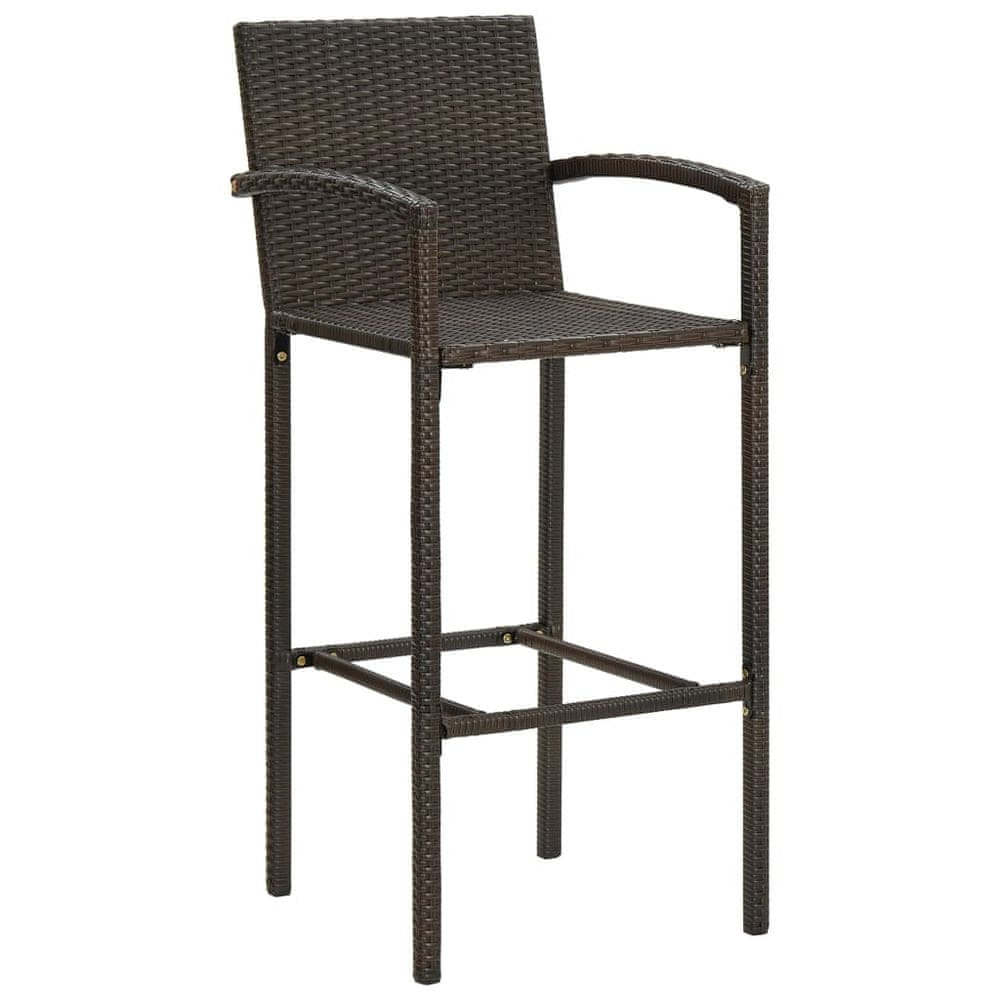 Vidaxl Barové stoličky 2 ks, hnedé, polyratan